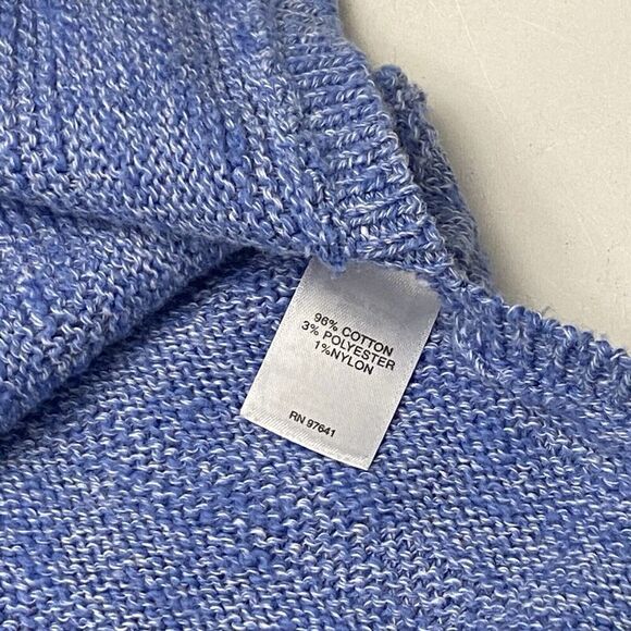 J. Jill Blue Round Neck Tunic Length Ribbed Knit Sweater Button Detail Sz M - Picture 5 of 11